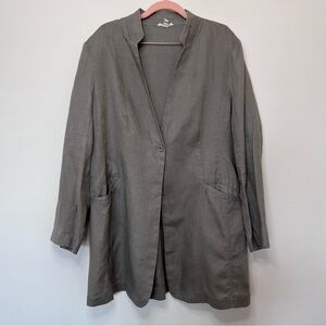 Eileen Fisher Organic Linen Blazer Large Taupe Lagenlook Mature‎ Sustainable